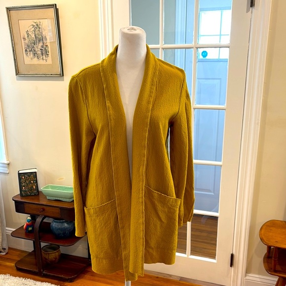 Eileen Fisher mustard yellow open front jacket.  Size M - Picture 1 of 9